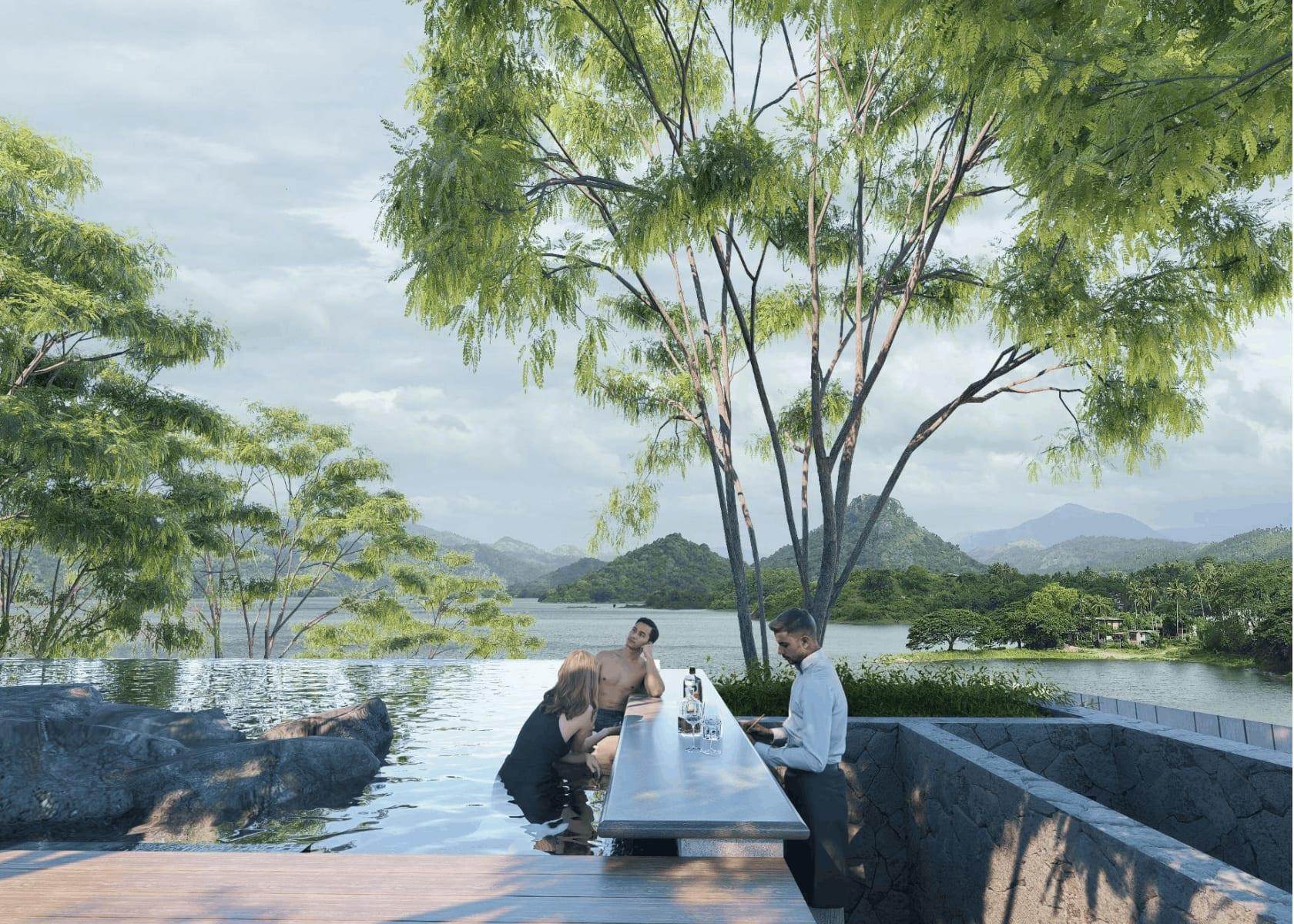 The pool bar overlooking the reservoir