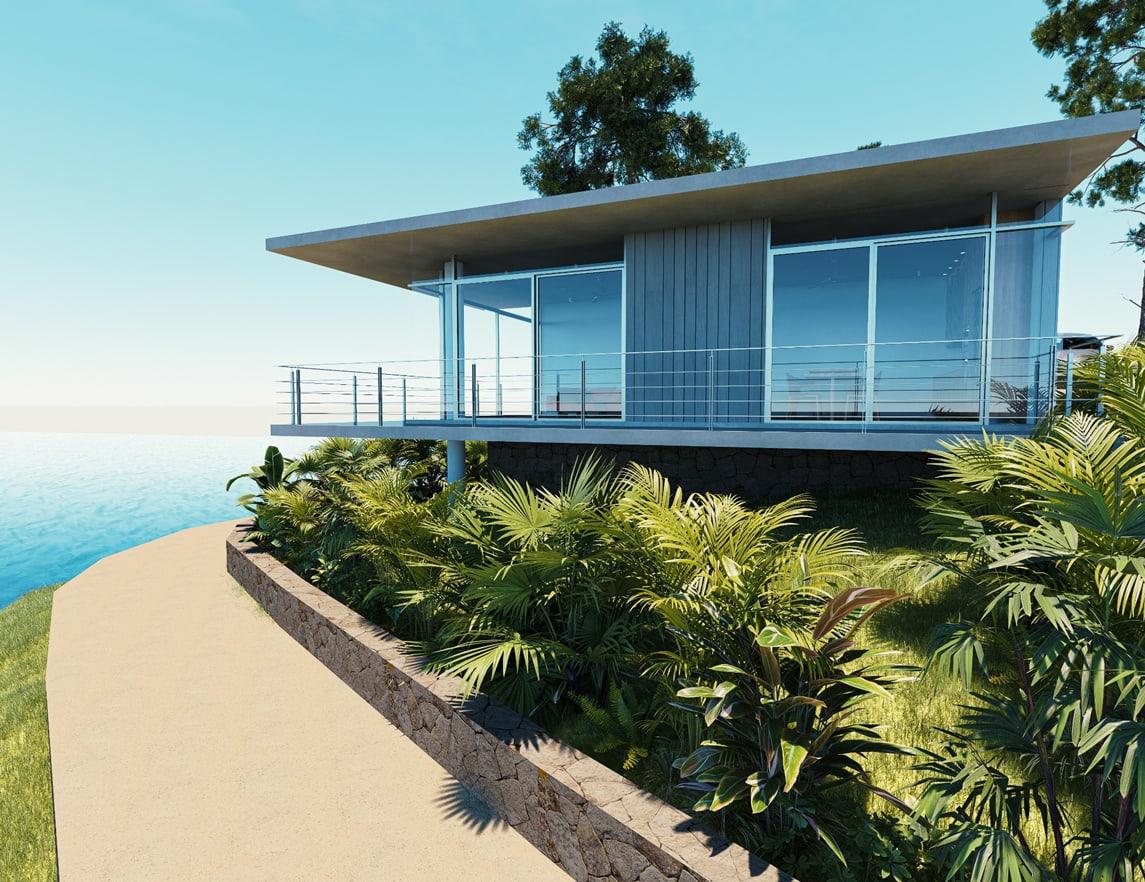 Lakeside façade