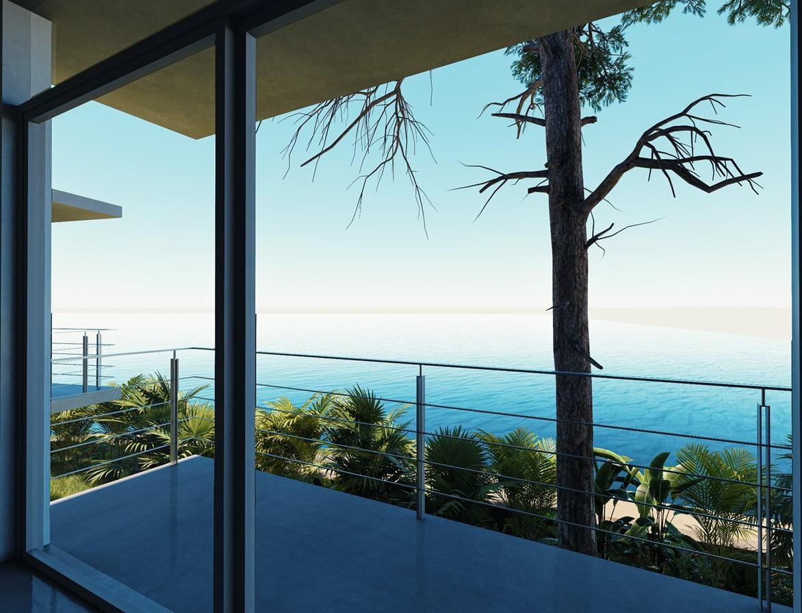Looking out from the living room