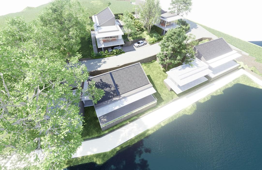 Aerial — the lakeside cluster